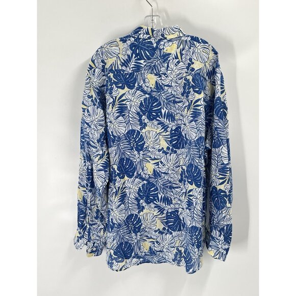 Luxury Mens Club Room Linen Floral Button Up Shirt Blue Tropical Resort Sz XXL - Picture 6 of 6